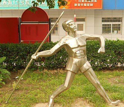 小区花园摆放抛光不锈钢标枪雕塑