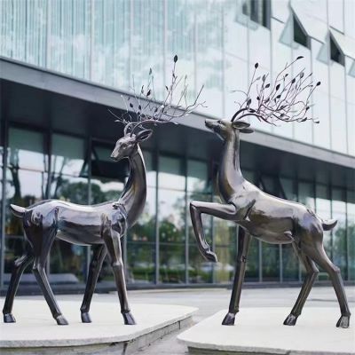 大型城市广场抽象玻璃钢梅花鹿雕塑摆件