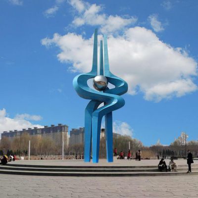 定制不锈钢广场抽象雕塑 校园文化励志景观摆件