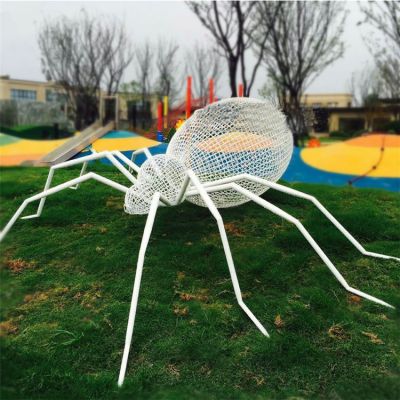户外草坪不锈钢镂空网格园林抽象动物蜘蛛雕塑