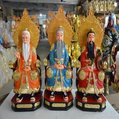 玻璃钢仿铜彩绘三清祖师神像道家用品