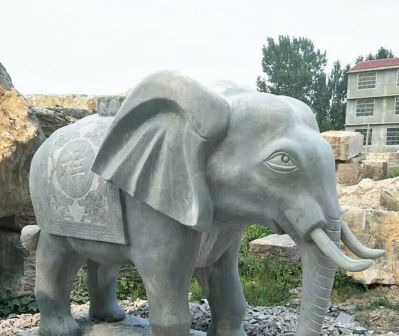 户外园林创意大理石石雕大象雕塑