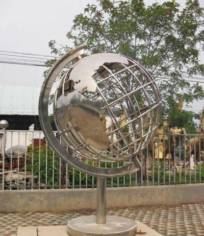 不锈钢地球仪雕塑大型金属镂空圆球户外抽象景观创意标志摆件
