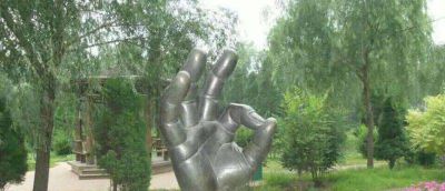 庭院园林OK手势造型做旧青铜手型雕塑