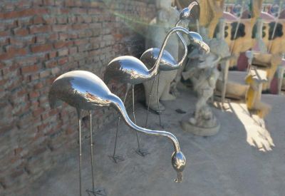 商场摆放不锈钢镜面火烈鸟雕塑