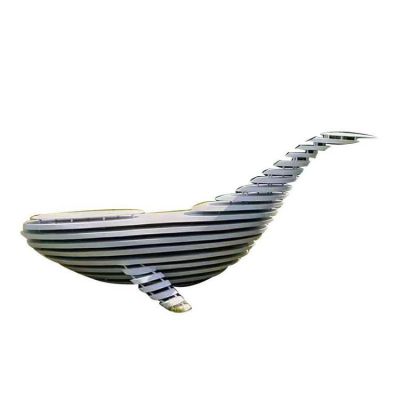 园林创意不锈钢抽象鲸鱼动物雕塑