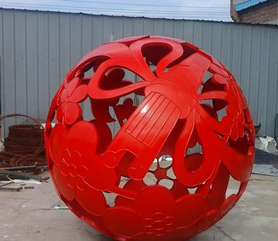 公园景区户外不锈钢抽象蝴蝶结镂空球雕塑