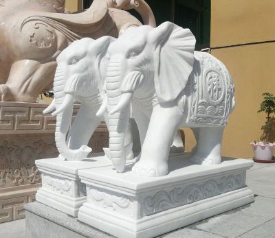 户外海边石雕汉白玉大象雕塑