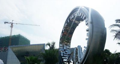 公园创意不锈钢齿轮圆环雕塑