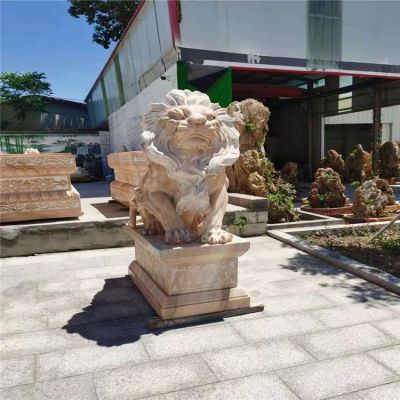 公园企业公司大理石石雕狮子雕塑比较