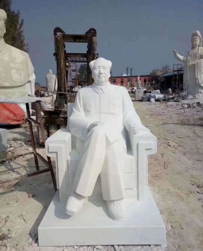 景区广场汉白玉石雕主席像 伟人领袖毛泽东雕塑