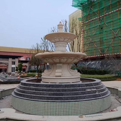 大型大理石石雕户外园林创意喷泉雕塑