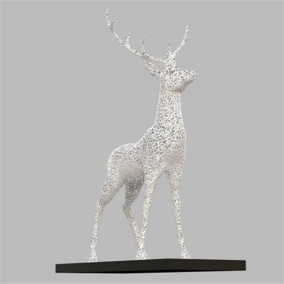 大型不锈钢镂空鹿公园抽象麋鹿动物雕塑仿真梅花鹿摆件