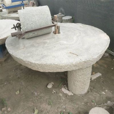 天然大理石雕刻农村摆放石碾盘