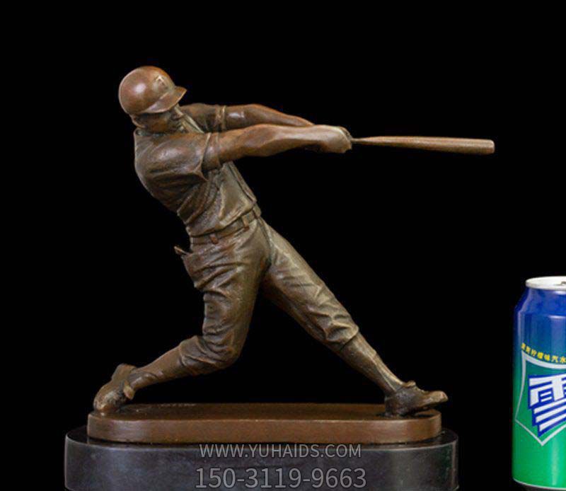 棒球雕塑-室内摆放打棒球的人物铸铜雕塑摆件