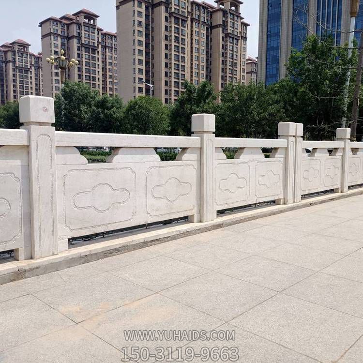 城市街道天桥安装汉白玉雕刻防护栏板雕塑