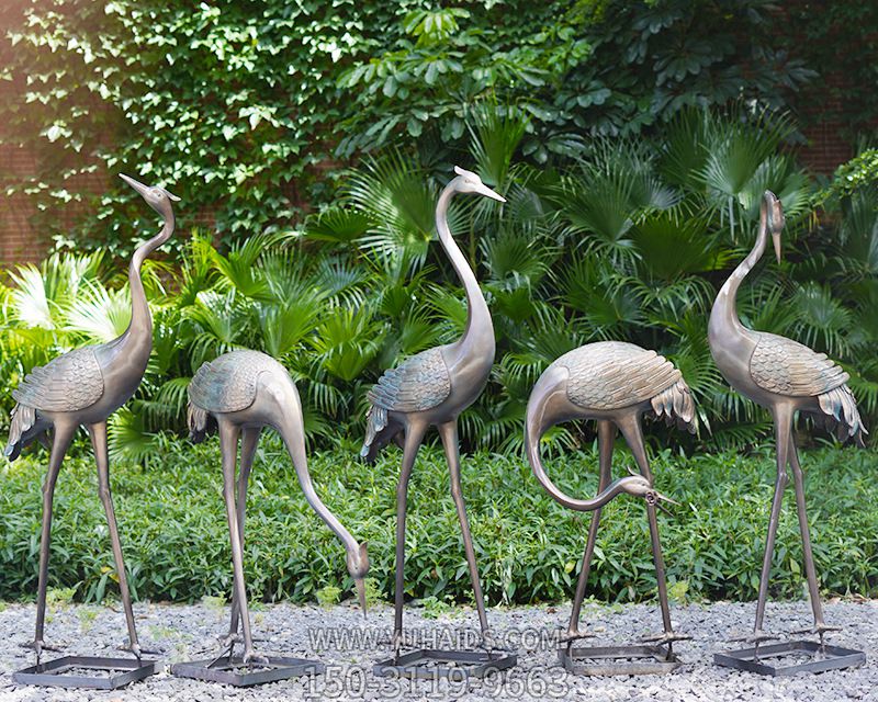 公园景区创意不锈钢仿真动物鹤雕塑