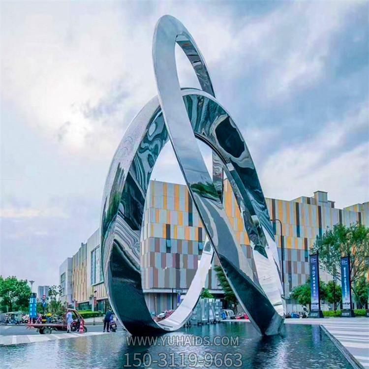酒店门口大型不锈钢镜面异性造型创意圆环摆件雕塑