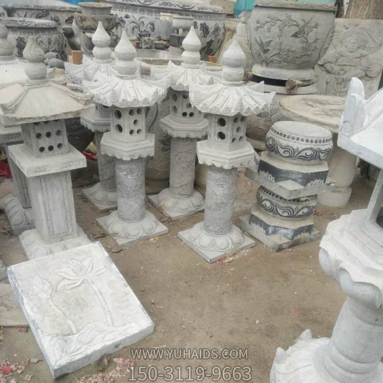中式庭院大理石砂石石雕浮雕石灯笼雕塑