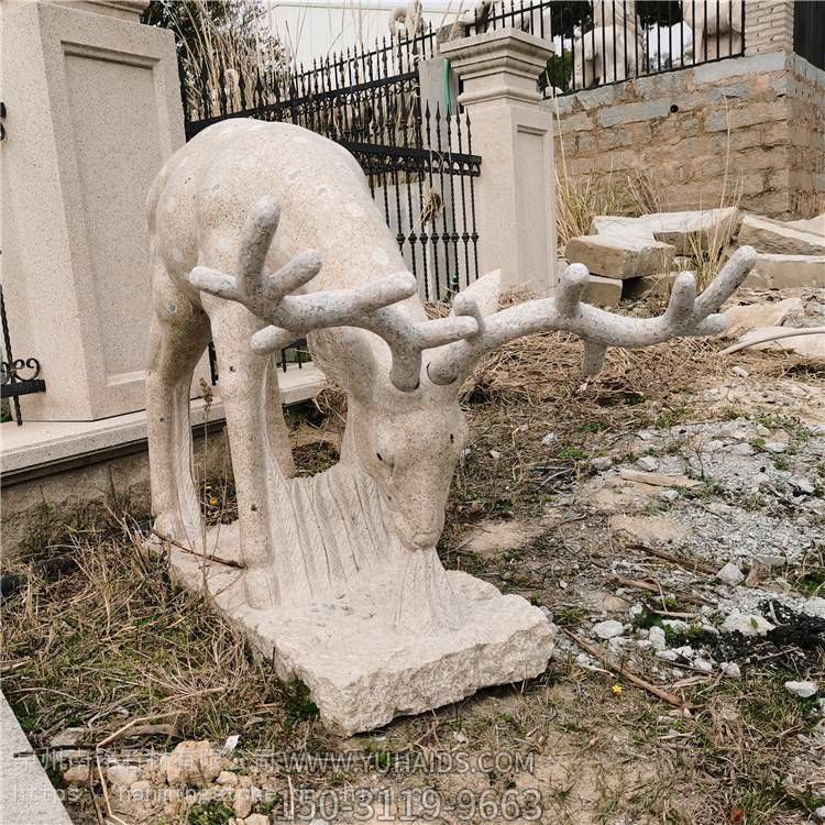 大型大理石石雕园林动物景观鹿雕塑