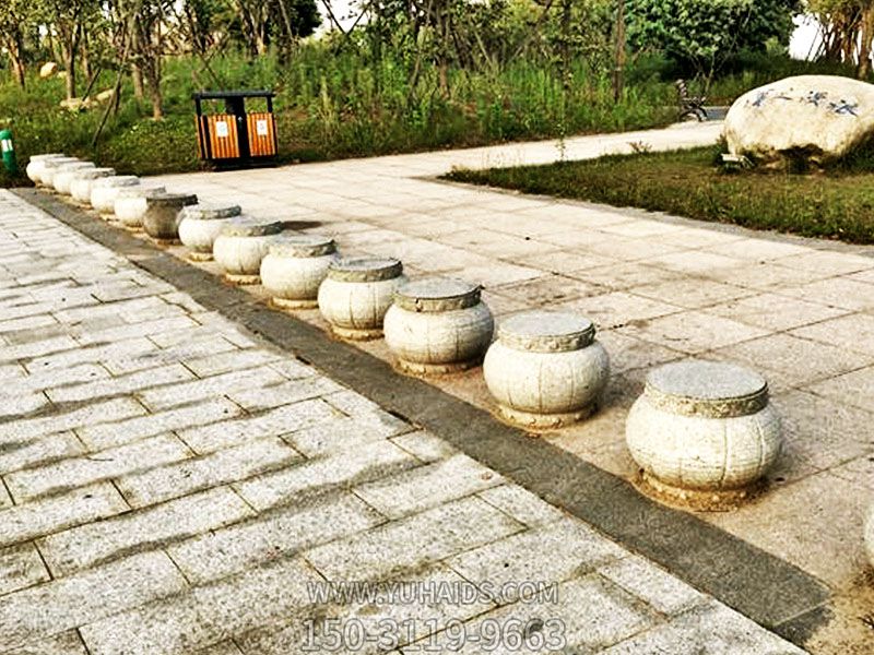 景区公园摆放灯笼砂岩挡车石雕塑