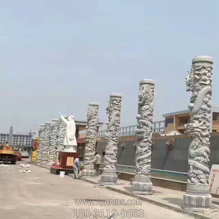 青石雕刻盘龙柱景区广场摆件石雕文化石柱雕塑