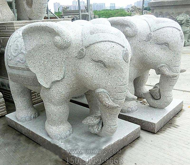 户外景区创意砂石石雕大象雕塑