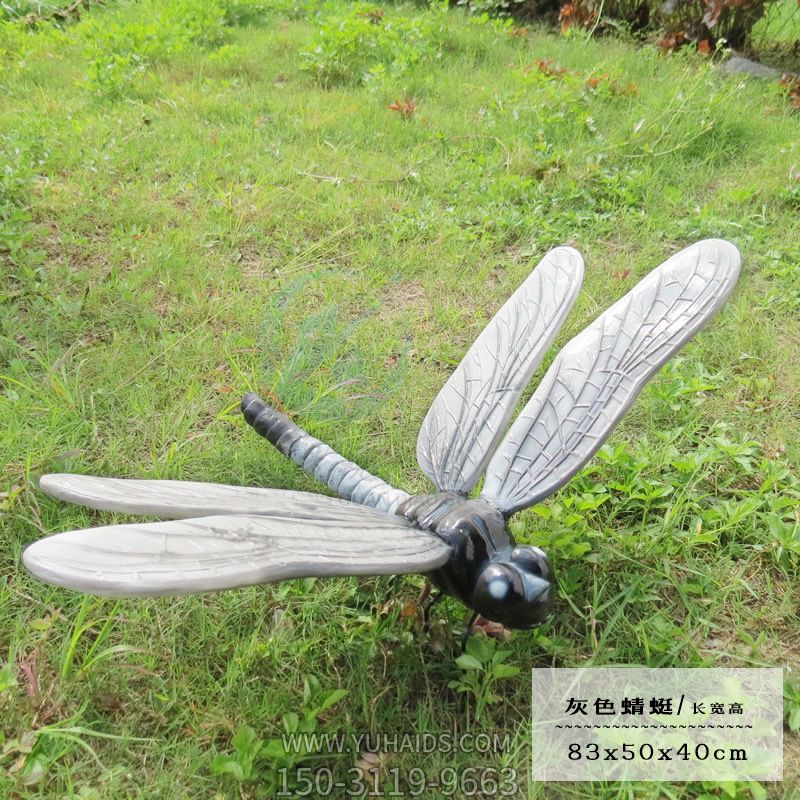 大学校园草坪站立玻璃钢蜻蜓雕塑
