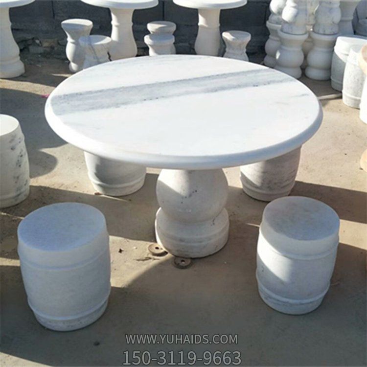 石桌石凳圆形户外公园凉亭石头桌子雕塑