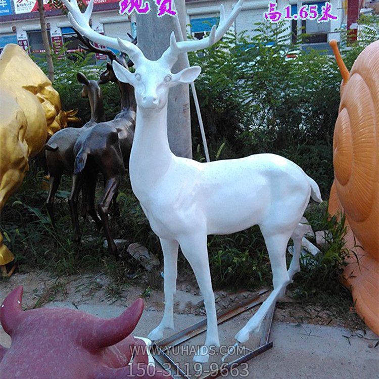 花园装饰摆件不锈钢 梅花鹿长颈鹿仿真小鹿玻璃钢动物鹿雕塑