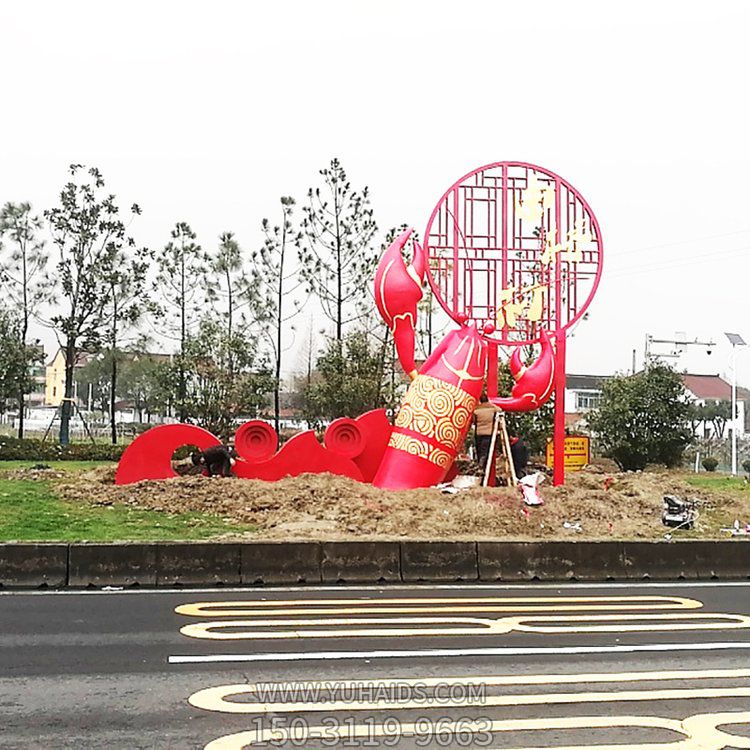 城市街道边装饰玻璃钢大型龙虾模型雕塑