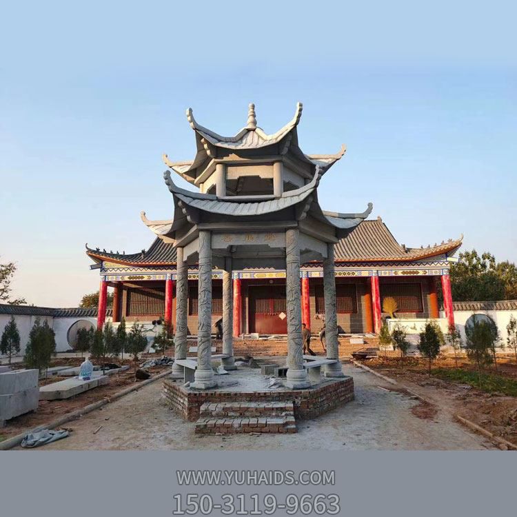 中式石雕户外多层乘凉凉亭雕塑