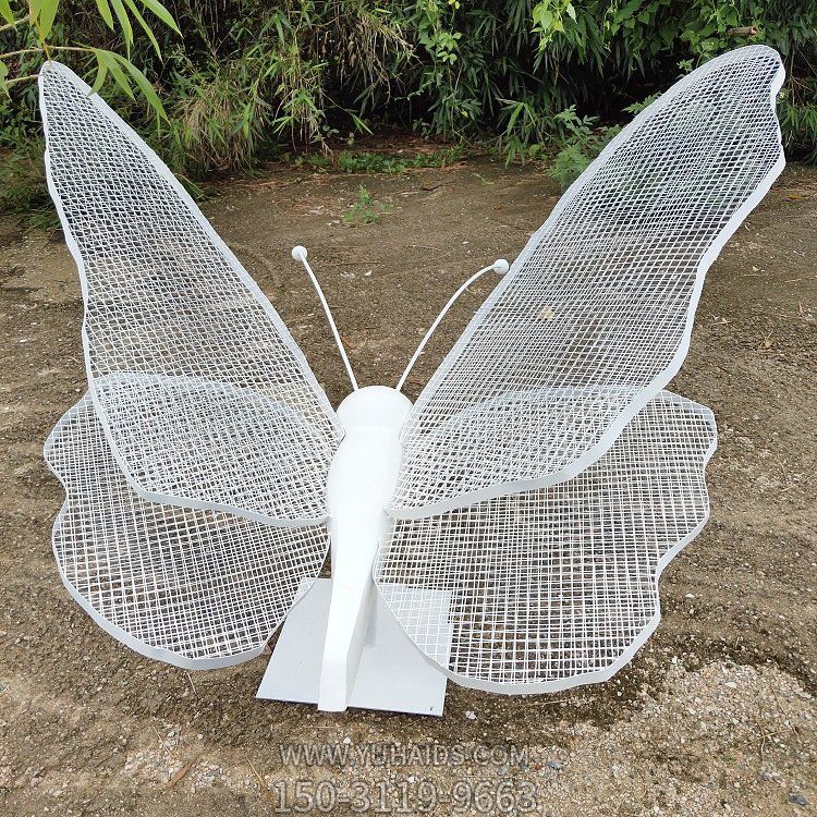 铁艺蝴蝶，不锈钢网格蝴蝶摆件雕塑