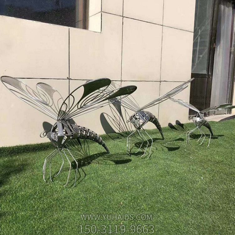 户外不锈钢镂空蜻蜓雕塑园林 景观动物小品