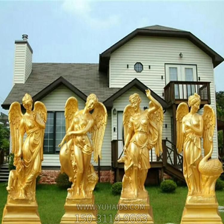 西方人物城市广场玻璃钢贴金自由女神雕塑