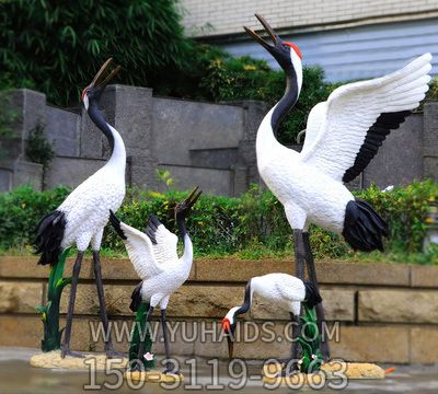 景区街道玻璃钢彩绘园林景观装饰品大型摆件仙鹤雕塑