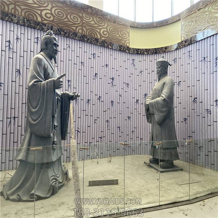 景区玻璃钢仿铜古代人物景观雕塑