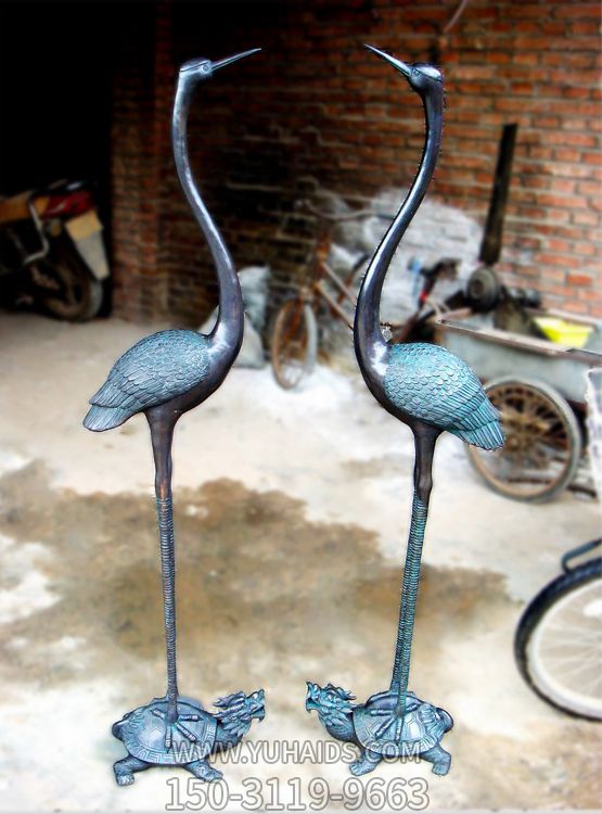 不锈钢仿铜园林景观仙鹤雕塑