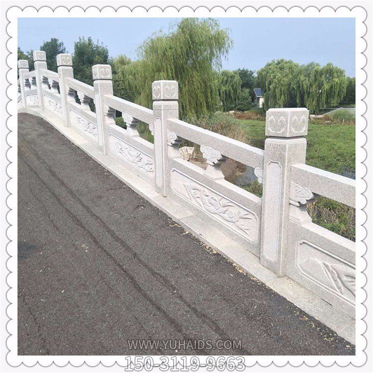 公园石拱桥装饰天然汉白玉雕刻仿古栏杆雕塑