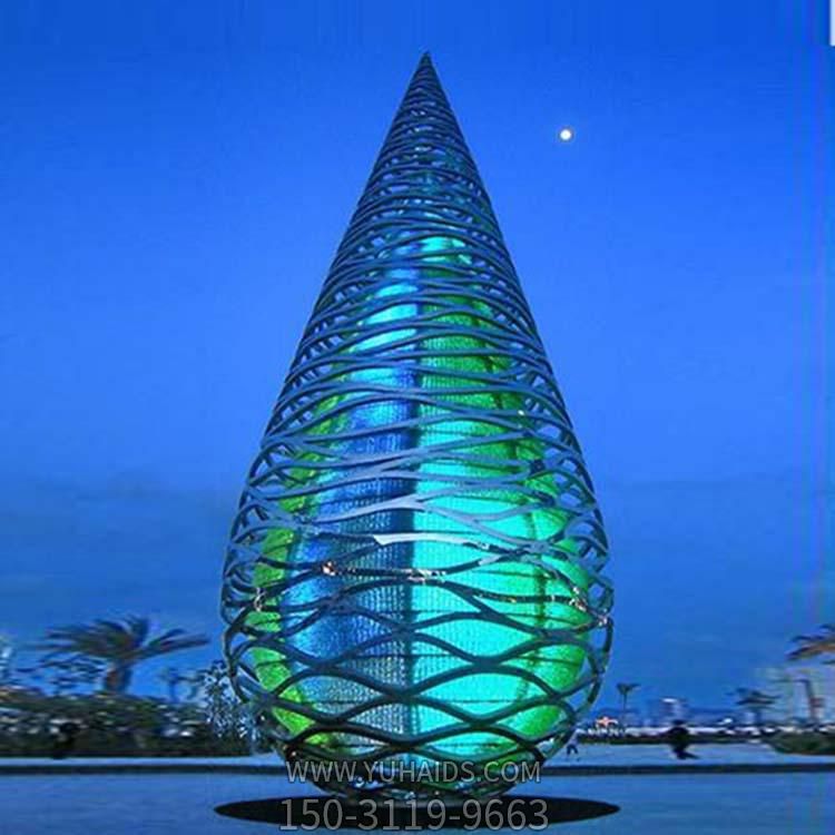 户外广场公园水滴灯光不锈钢镂空圆球城市亮化夜景观雕塑