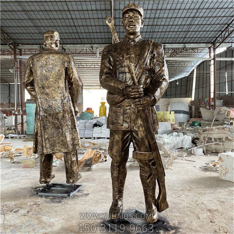 玻璃钢铸铜 景区红军主题人物小品雕塑