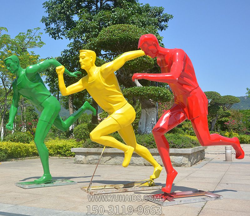  公园小区学校广场玻璃钢跑步运动人物雕塑