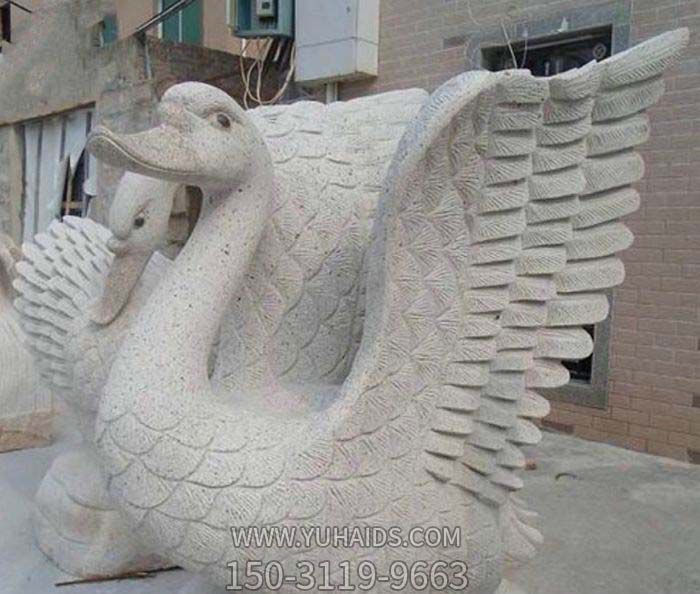 景区大理石创意展翅切面天鹅雕塑