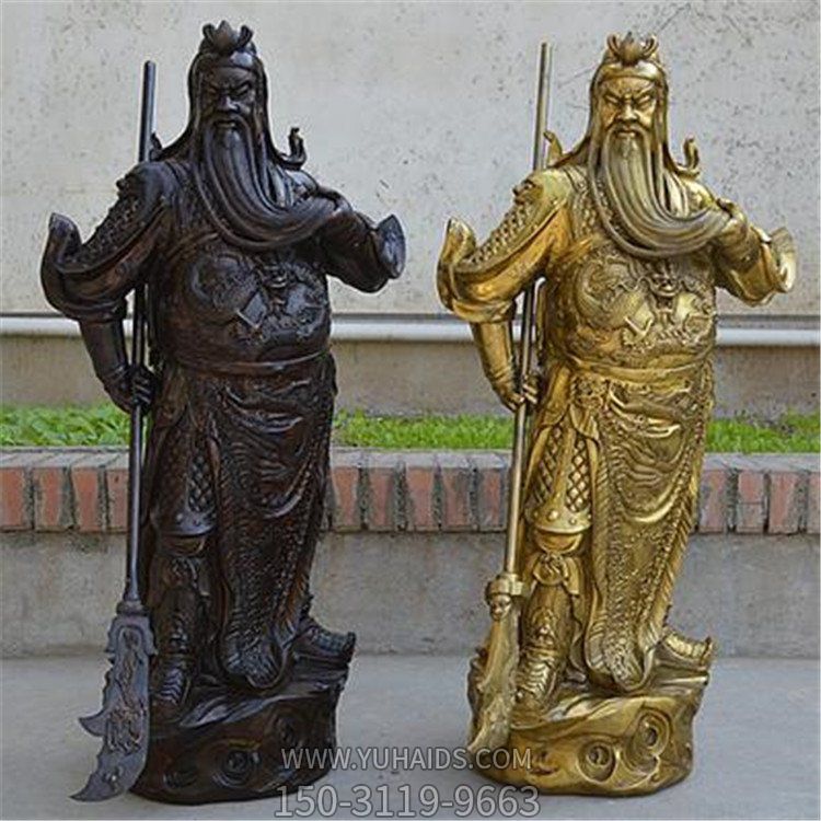 立式铜雕拿刀的关公关二爷雕塑