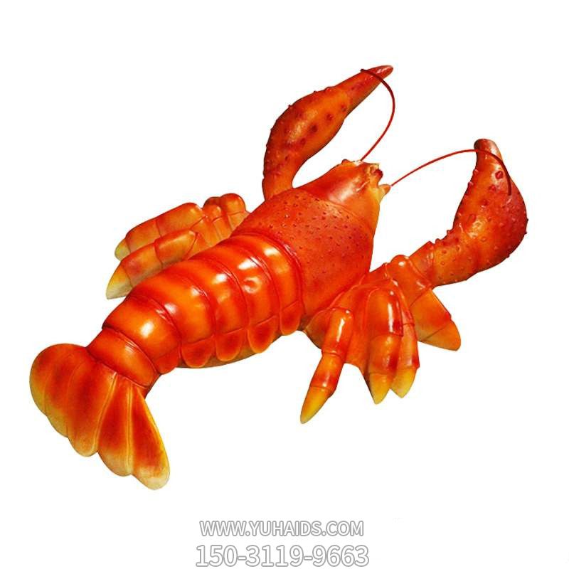室内摆放的玻璃钢彩绘虾雕塑