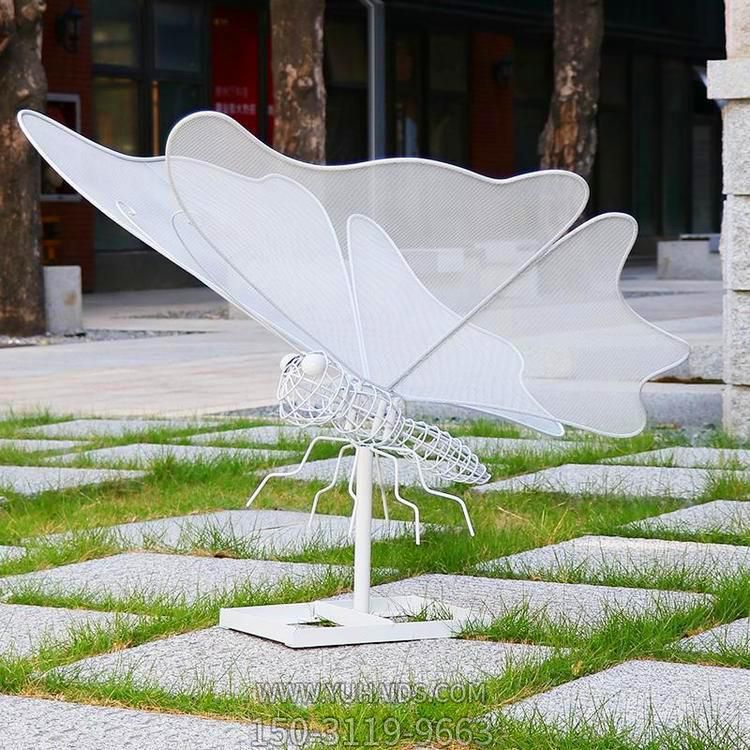 户外公园不锈钢抽象园林网格拉丝蝴蝶雕塑