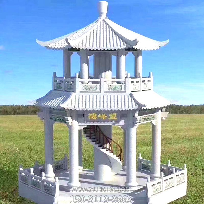 汉白玉户外寺庙二层凉亭观景休息石雕雕塑