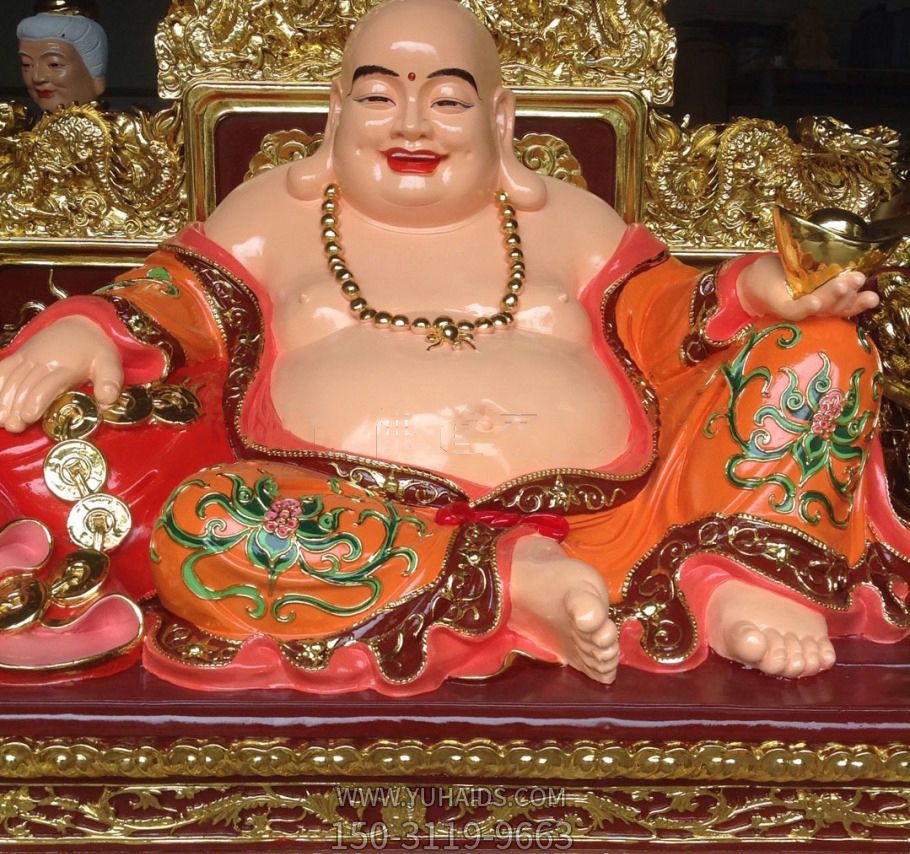 寺庙大型仿真人物景观景区玻璃钢彩绘弥勒佛雕塑