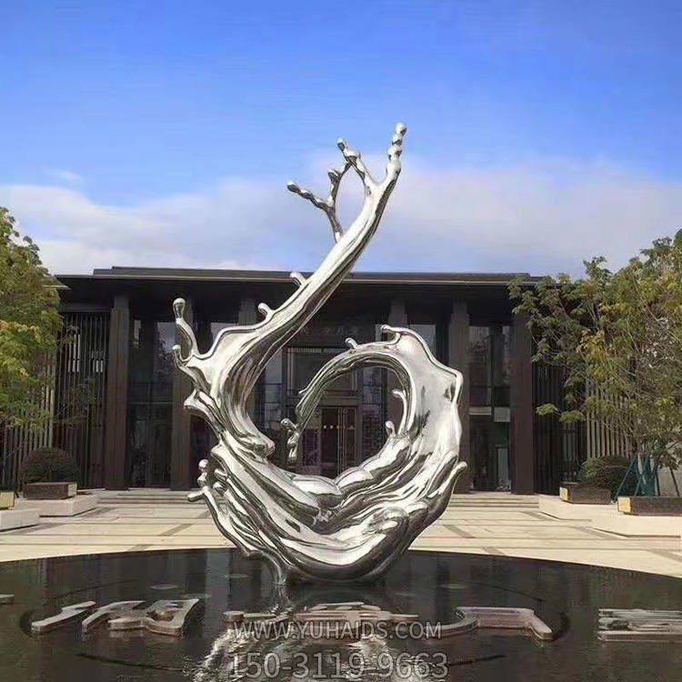 不锈钢抽象水景水滴 水景雕塑 