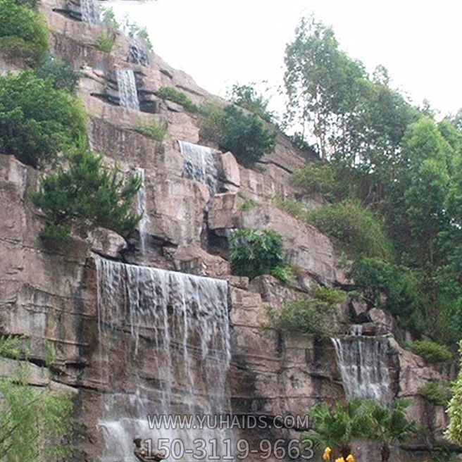 景区园林大型流水瀑布人造假山雕塑